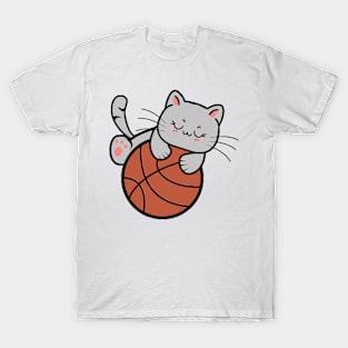 Cute Cat Playing Basketball Player Funny T-Shirt